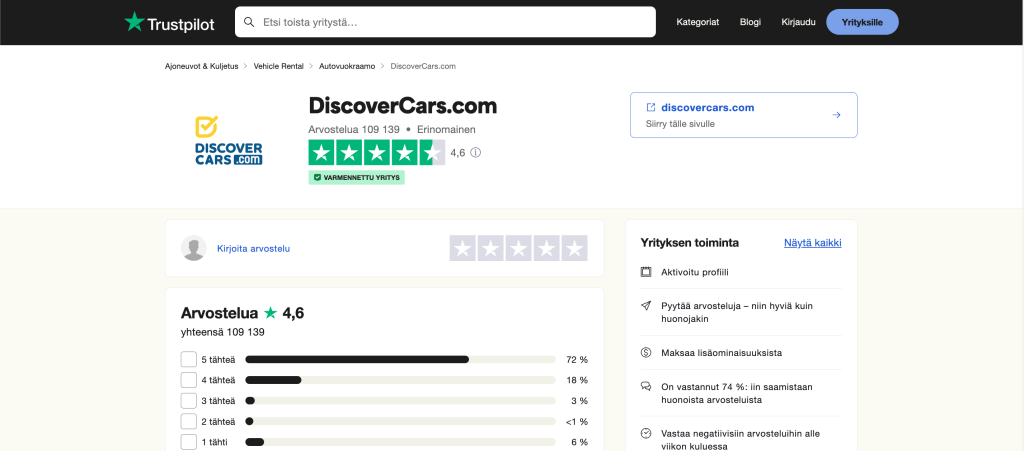 discovercars-kokemuksia-trustpilot